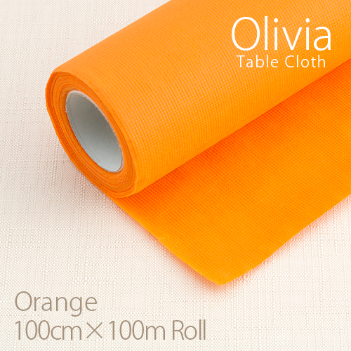 オリビア テーブルクロス オレンジ 100cm×100mロール