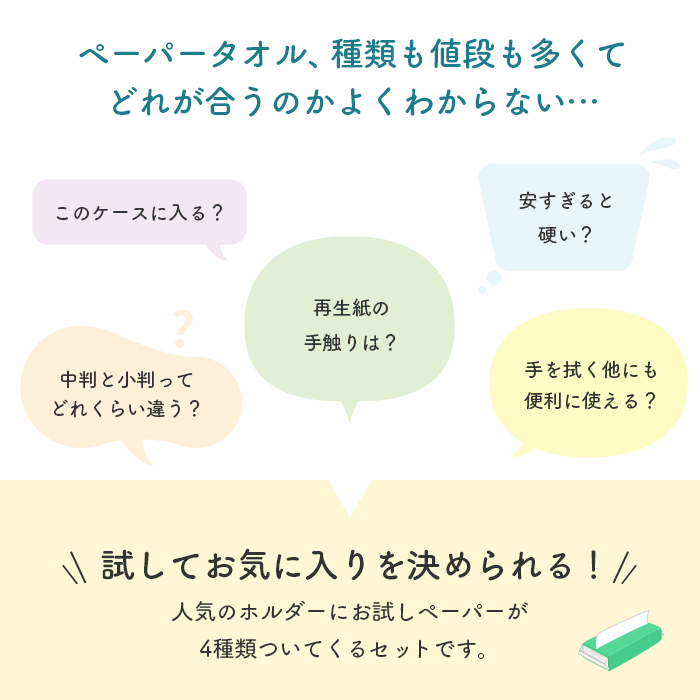 ペーパータオル ホルダー&お試しペーパー 4種セット クレシア アルミ